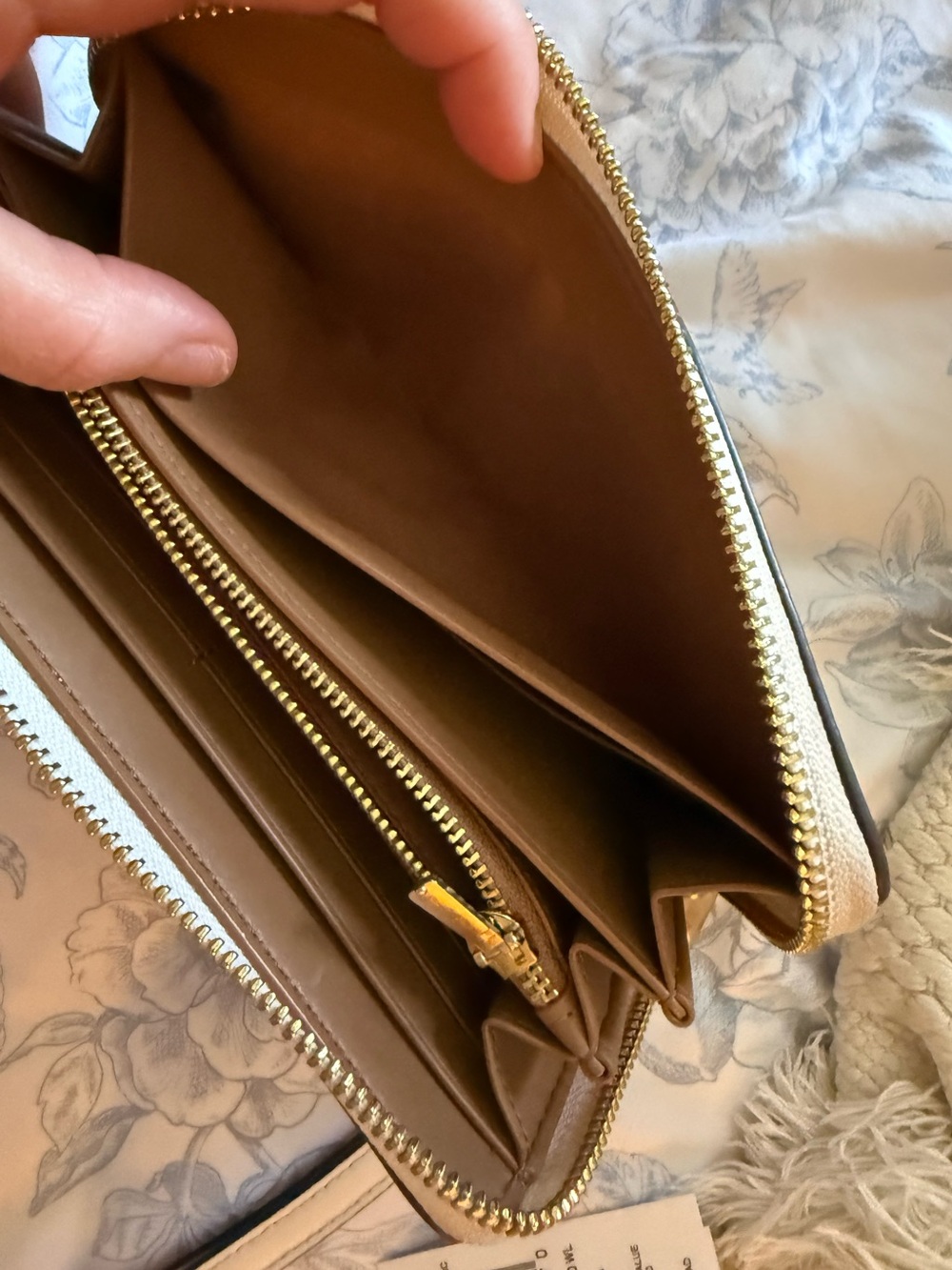 Coach Khaki Signature Canvas Zip Wristlet with Chalk Trim - Picture 7 of 12
